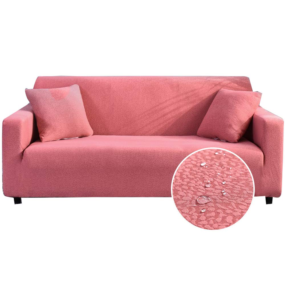 Housse de canapé en seersucker rose extensible haut de gamme pour fauteuil 1 place