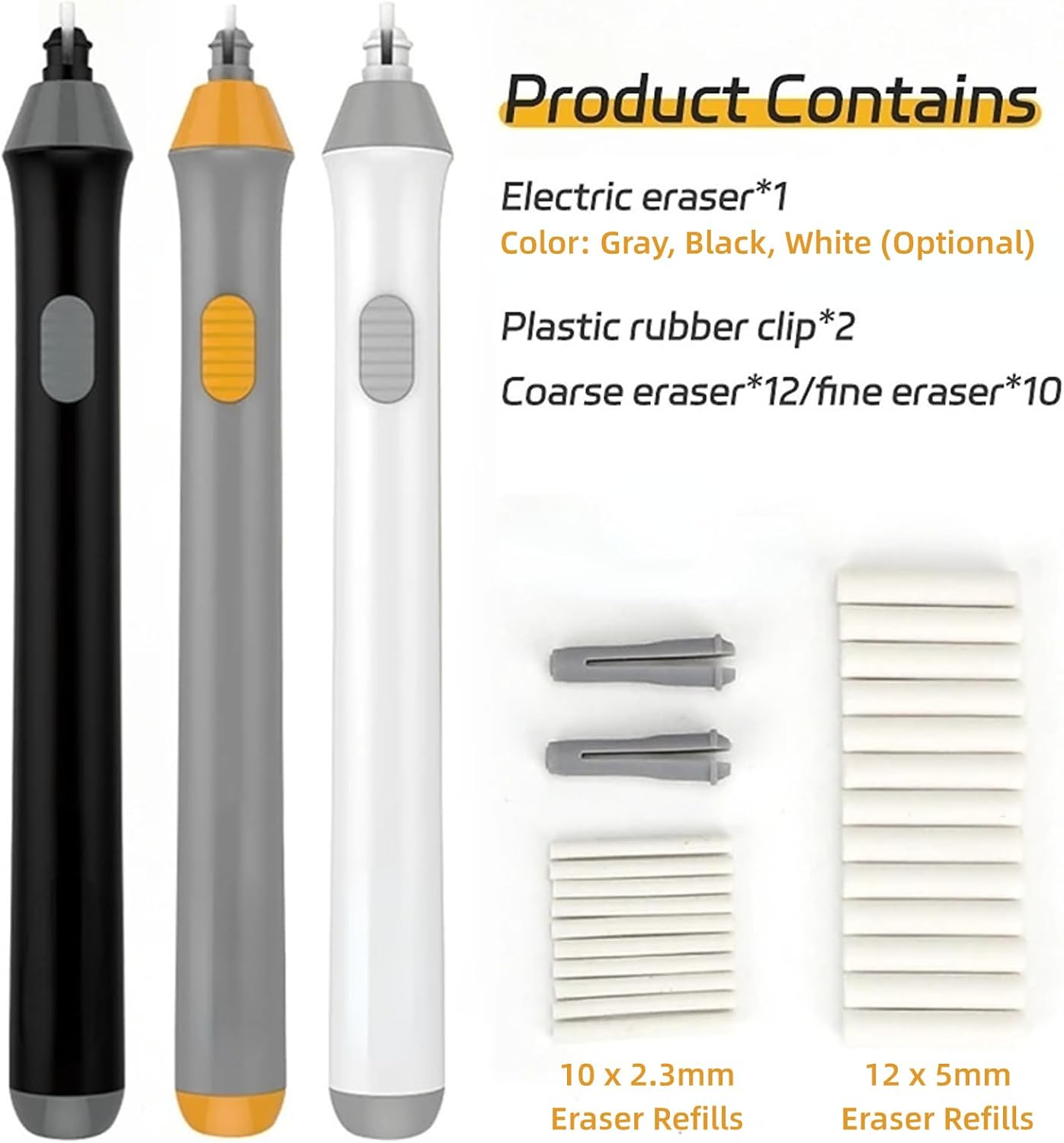Battery Operated Pencil Eraser,Electric Eraser Kit with 22 Eraser Refills Automatic Eraser Kit for Art Pencils, Drawing, Painting(Black)