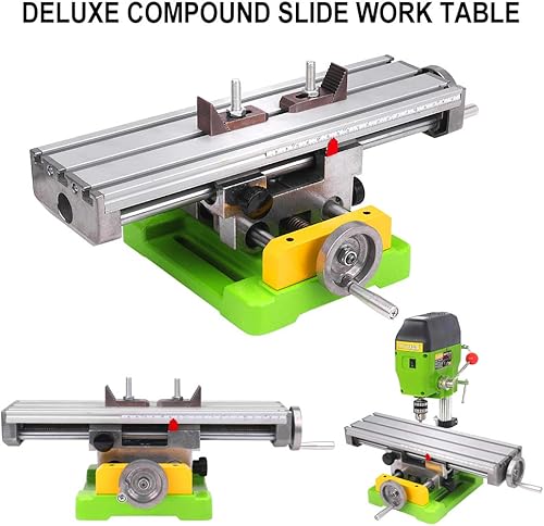 Vista 6 de MYSWEETY Mesa de trabajo multifunción Fresadora de mesa cruzada de trabajo Mesa de fresado Compuesto Mesa de diapositiva de perforación para taladro