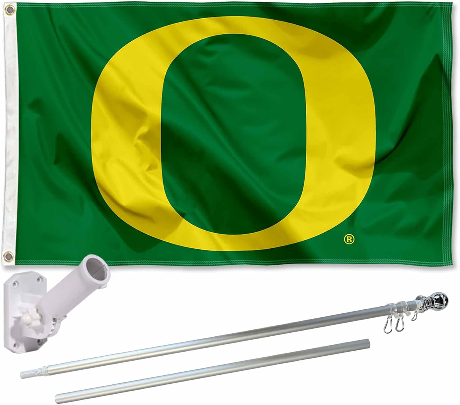 Oregon Green Flag with Pole and Bracket Mount Kit