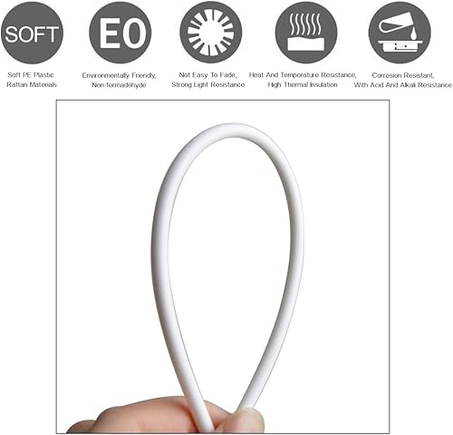 Miniatura 46 de Queenbox Tejido de ratán sintético redondo sólido de 17.64 oz (196.9 ft), material de reparación, ratán sintético de plástico para reparación