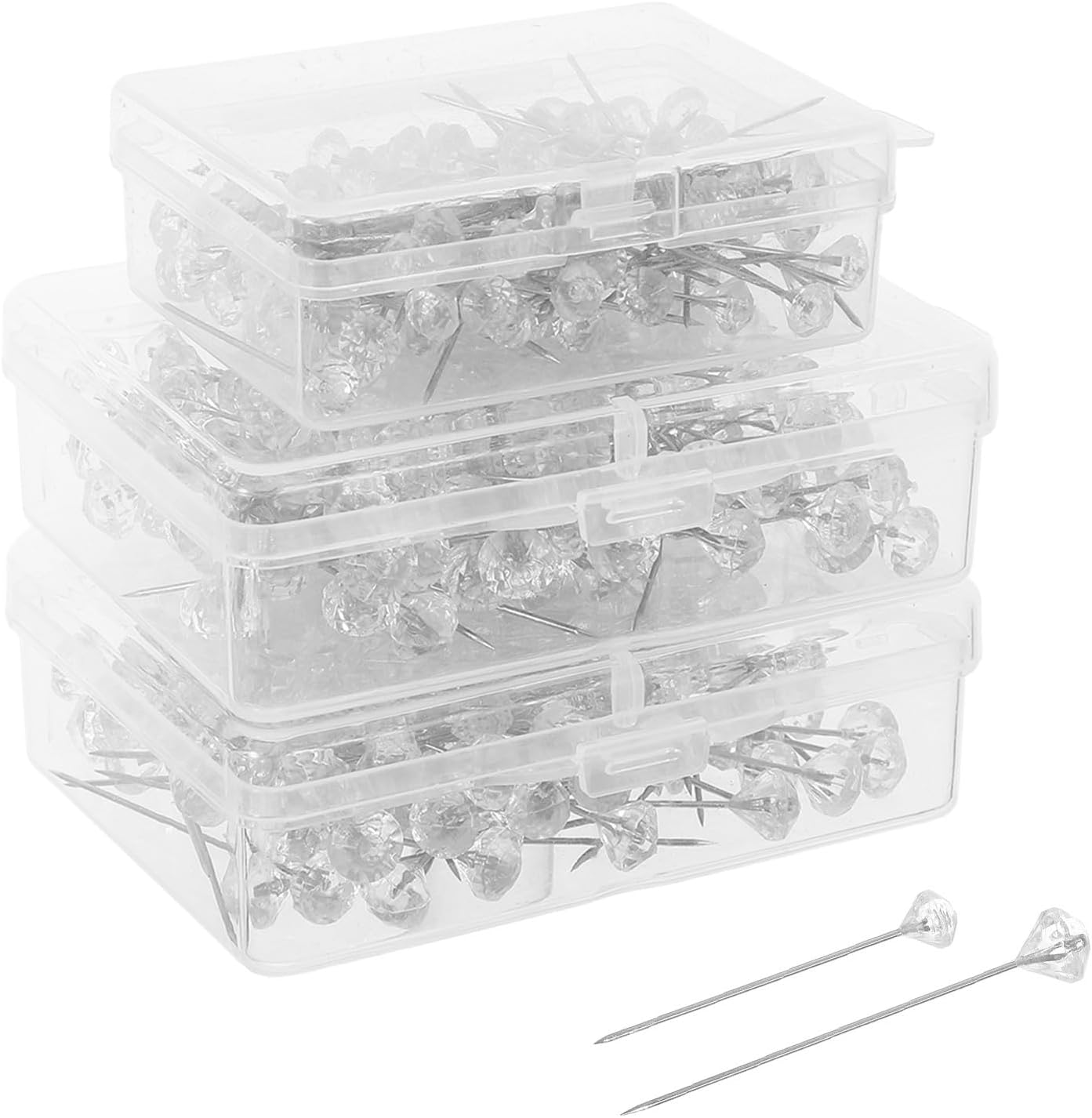 Bouquet Flower Pins Straight Pins 300pcs with Acrylic Crystal Heads and Stainless Steel Shafts Secure Pinning and Add Elegance for DIY Projects and Home Decor to Wedding Bouquet