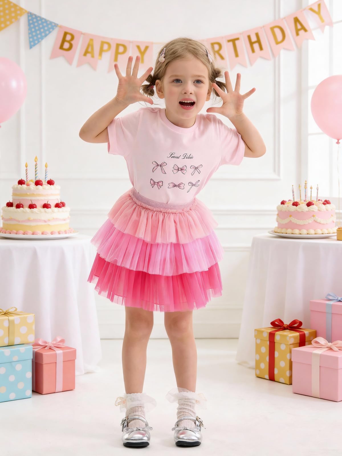 Miipat Falda Tutu para Niñas, 3 Capas Tul con Forro la Princesa Faldas de Tutú Arcoíris Corta con Cintura Elástica para Fiesta de Cumpleaños Danza