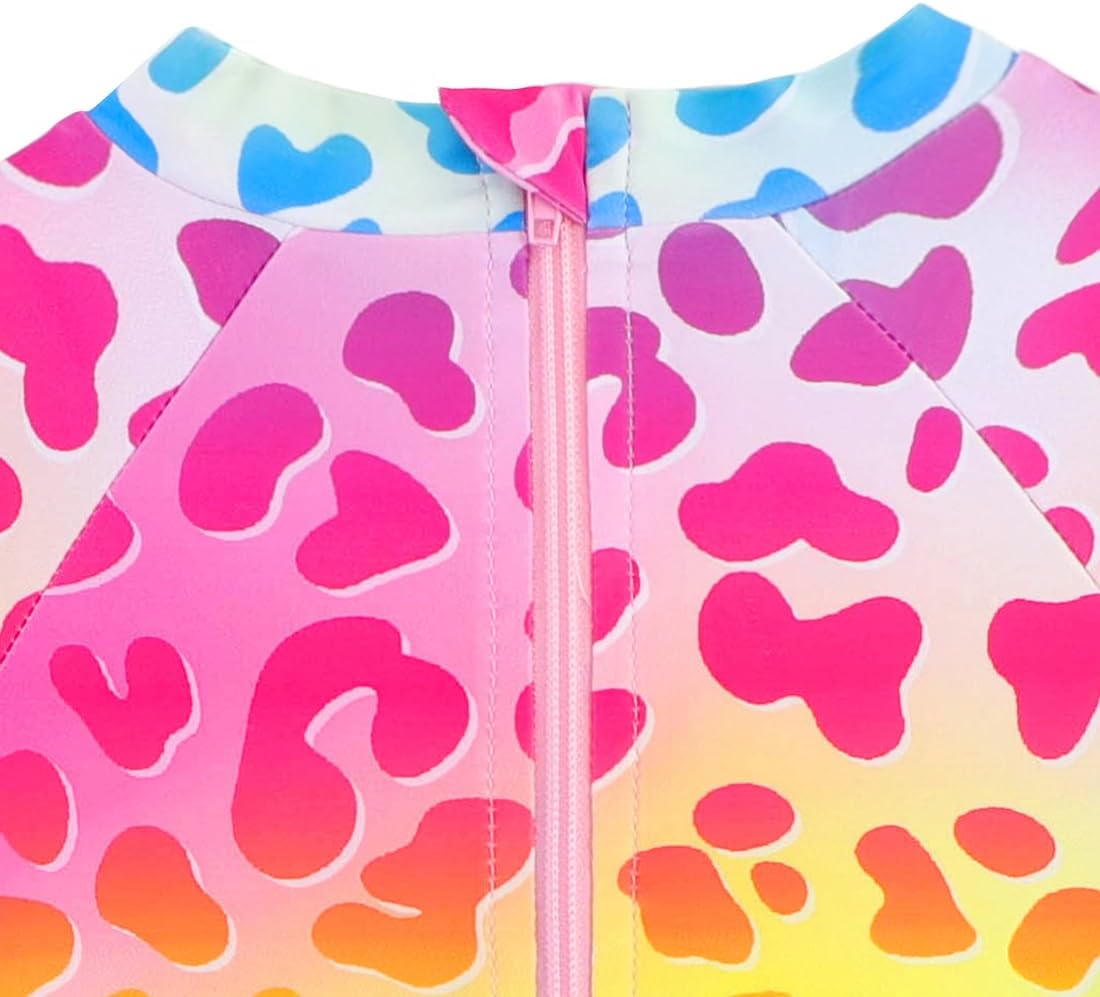 Baby Toddler Girl Long Sleeve Ruffle Swimsuit One Piece Zipper Rash Guard Bathing Suit with UPF 50+ Sun Protection - Image 4