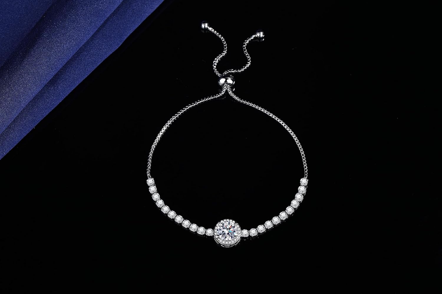 Silver Plated CZ Bracelet for Women, Adjustable Slider Chain Bracelet, Minimalist Sparkle Jewelry for Everyday Wear, Lightweight Hypoallergenic Gift - Image 4