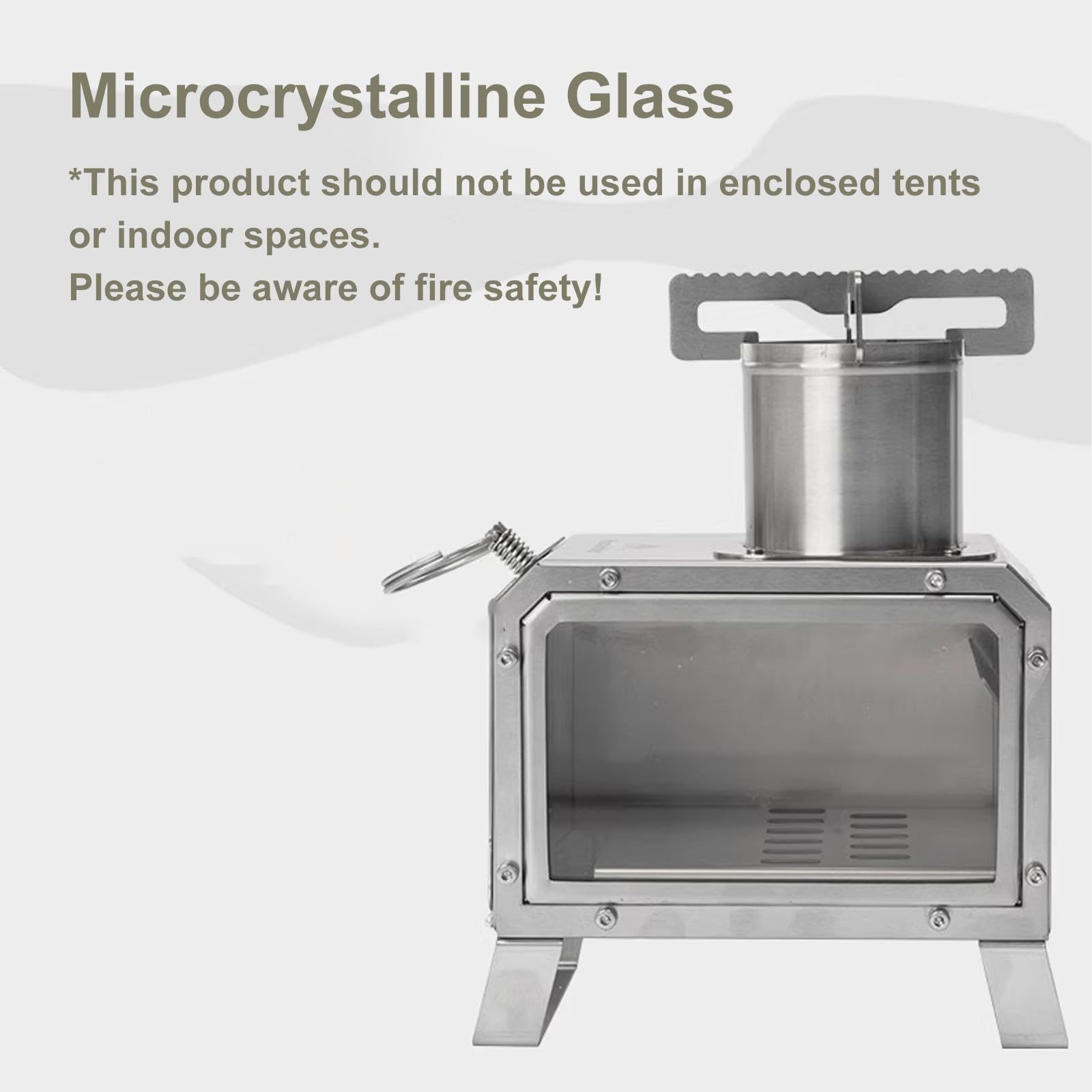 Stufa a Legna Piccola da Esterno Realizzato in Acciaio Inox 201 Finestra di Ispezione Mini Stufa a Legna da Campeggio con Cassetto Raccoglipolvere Adatto per Campeggio(27 * 14 * 28cm)