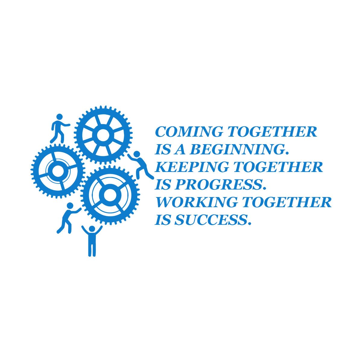 Team Cooperation Vinyl Wall Decal Quote Teamwork Office Motivation Gears Wall Stickers for Office Decor Murals Small - 29x57cm — image 1