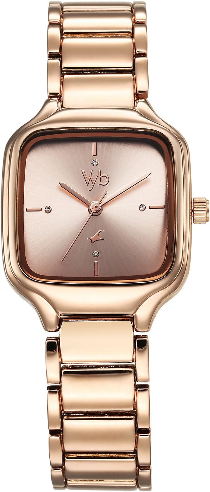 Fastrack Vyb Minimalist Quartz Analog Pink Dial Rose Gold Metal Strap Watch for Girls - FV60024WM01W