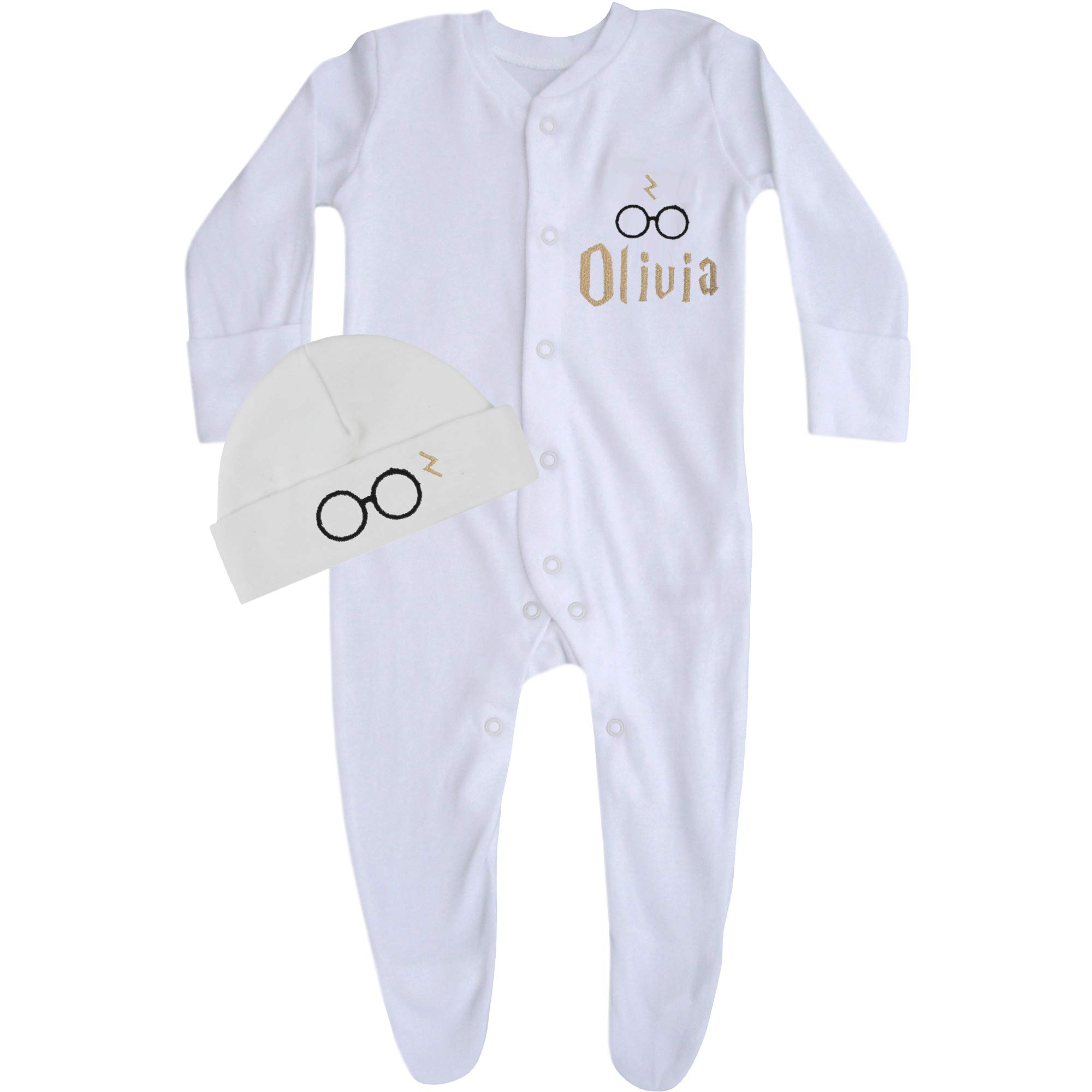 Teddyts White Personalised Baby Wizard Sleepsuit & Hat Gift Set (3-6 Months)