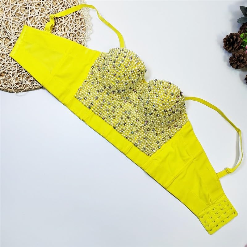 Pearl Camisole Short Shaping Top Inner Wear Or Outer, Beaded Diamond Nightclub Tube for Women