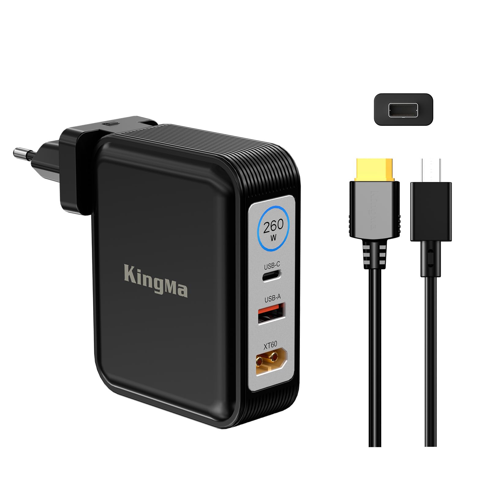 Caricatore portatile da 260W (20V/13A) per ROG Zephyrus G16/G14, portatile GaN pieghevole per laptop da gioco, PD 3.0 con cavo da 75–40 mm, compatibile con ASUS TUF Gaming A14/A16