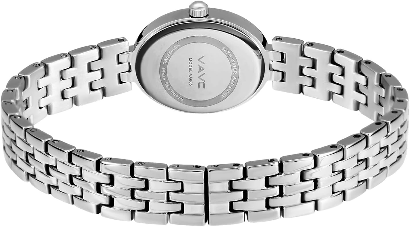 Gold Watches for Women,Minimalist Analog Womens Watch with Stainless Steel Band,Oval Case,Water Resistant Includes Bracelet Adjustment Tool all silver image 3 of 6 B0F6SYTWBD