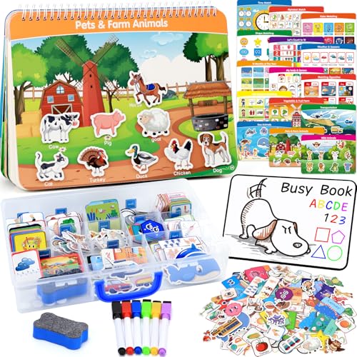 RichBoy Montessori Busy Book for Toddlers with Storage Box and Preassembled, Activity Books Sensory Toys for Kids with Autism, My Preschool Learning Activities for 3+ Boys Girls Birthdays Gifts