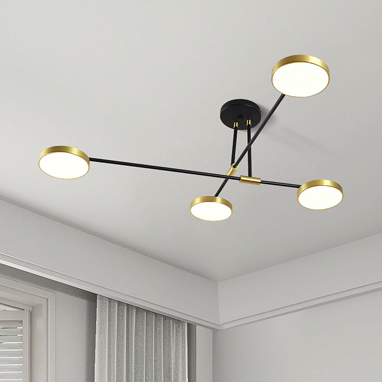 Nowoczesny żyrandol LED z regulacją połowy wieku, łatwy montaż, oświetlenie salonu, sypialni, biura, 130 x 45 cm (110 x 38 cm)