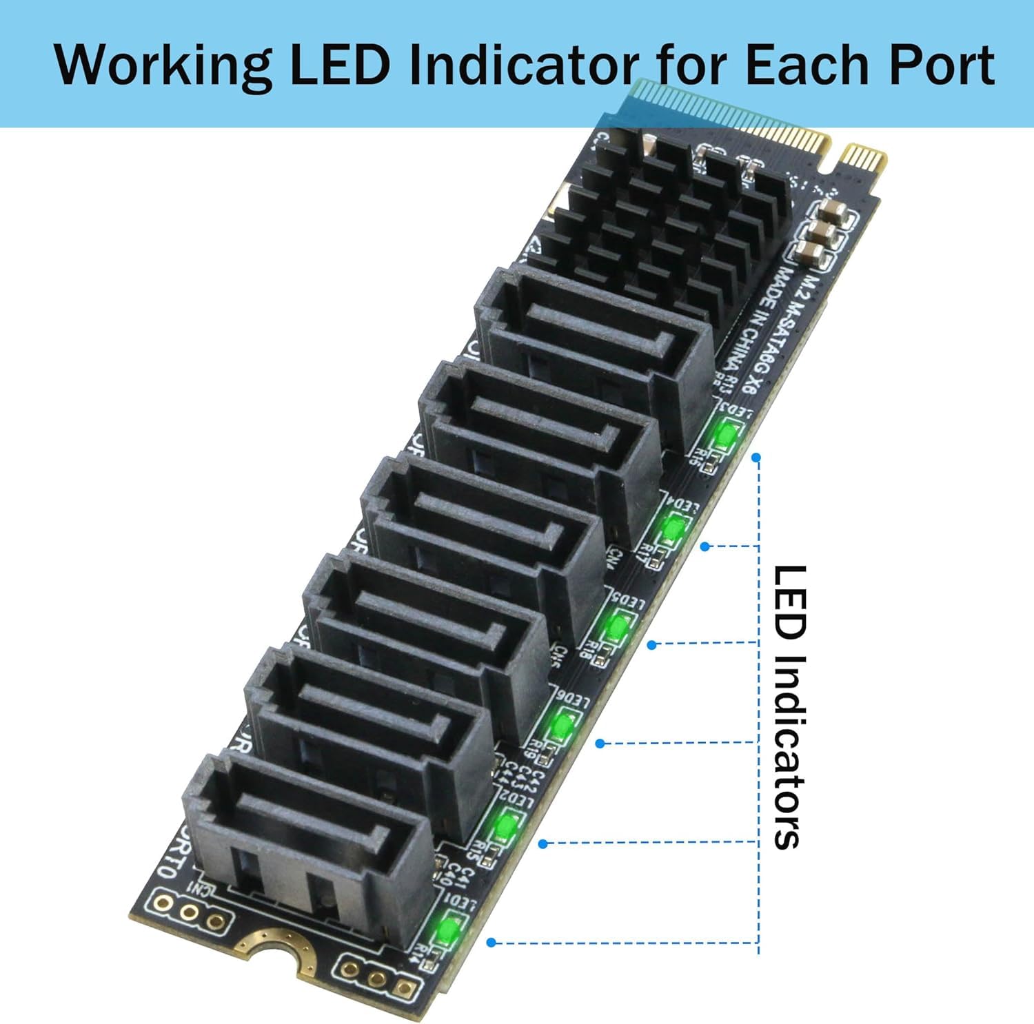Scheda adattatore M.2 a SATA 3.0 [6 porte], RIITOP M.2 NVMe a 6 porte SATA III adattatore scheda di espansione 6 Gbps con chipset ASM1166