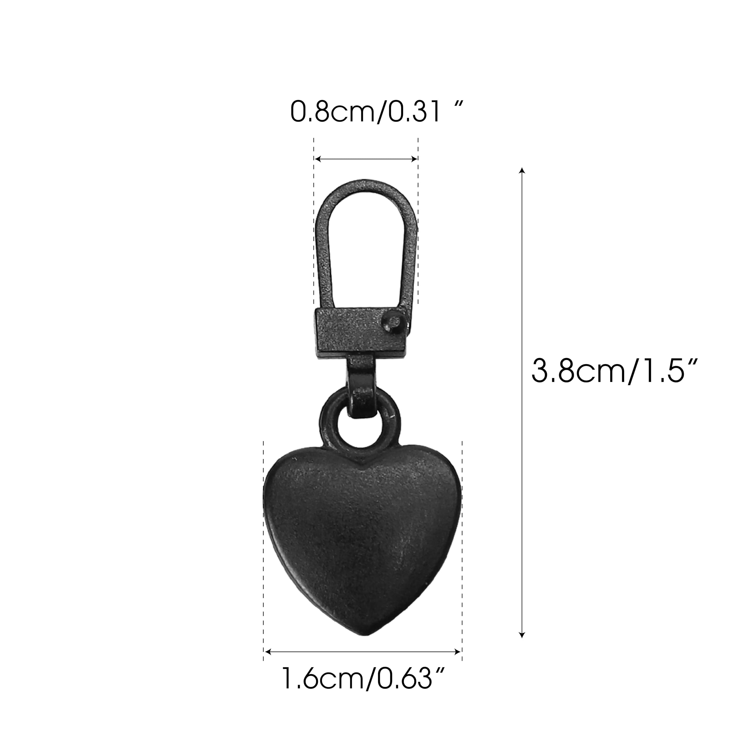 20pcs Multicolor Zipper Pull Replacement Heart Shaped Metal Tabs Upgraded Premium Decorative Cute for Suitcase, Purse Handles, Luggage, Backpacks, Coats, Jackets, Handbags, and Pants, Repair Fasteners