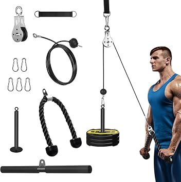 Cable Pulley System Home Gym, Cable Pulley System Fitness Home Cable Pulley Attachment Home Gym Equipment for LAT Pull Down, Arm Workout