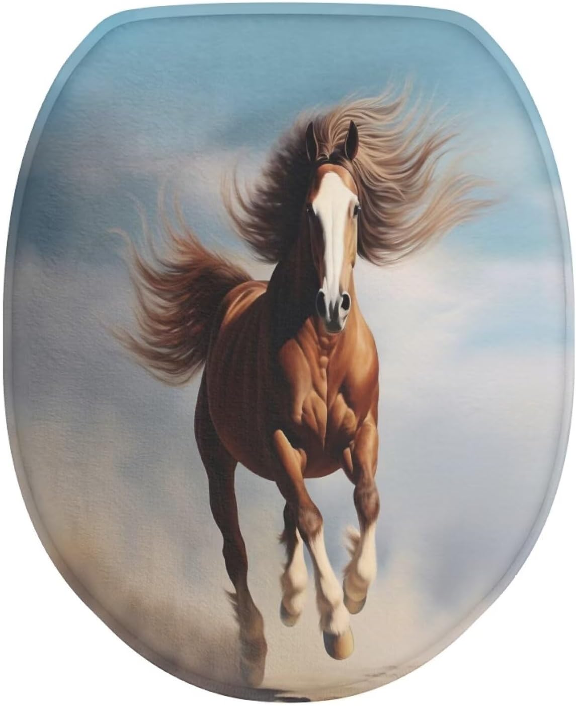 Toilet Cover Horse Toilet Lid Seat Protector Cover Elongated Round Oblong Toilet Lid Cover Washable Toilet Lid Seat Cover Fits Most Standard Lids Brown