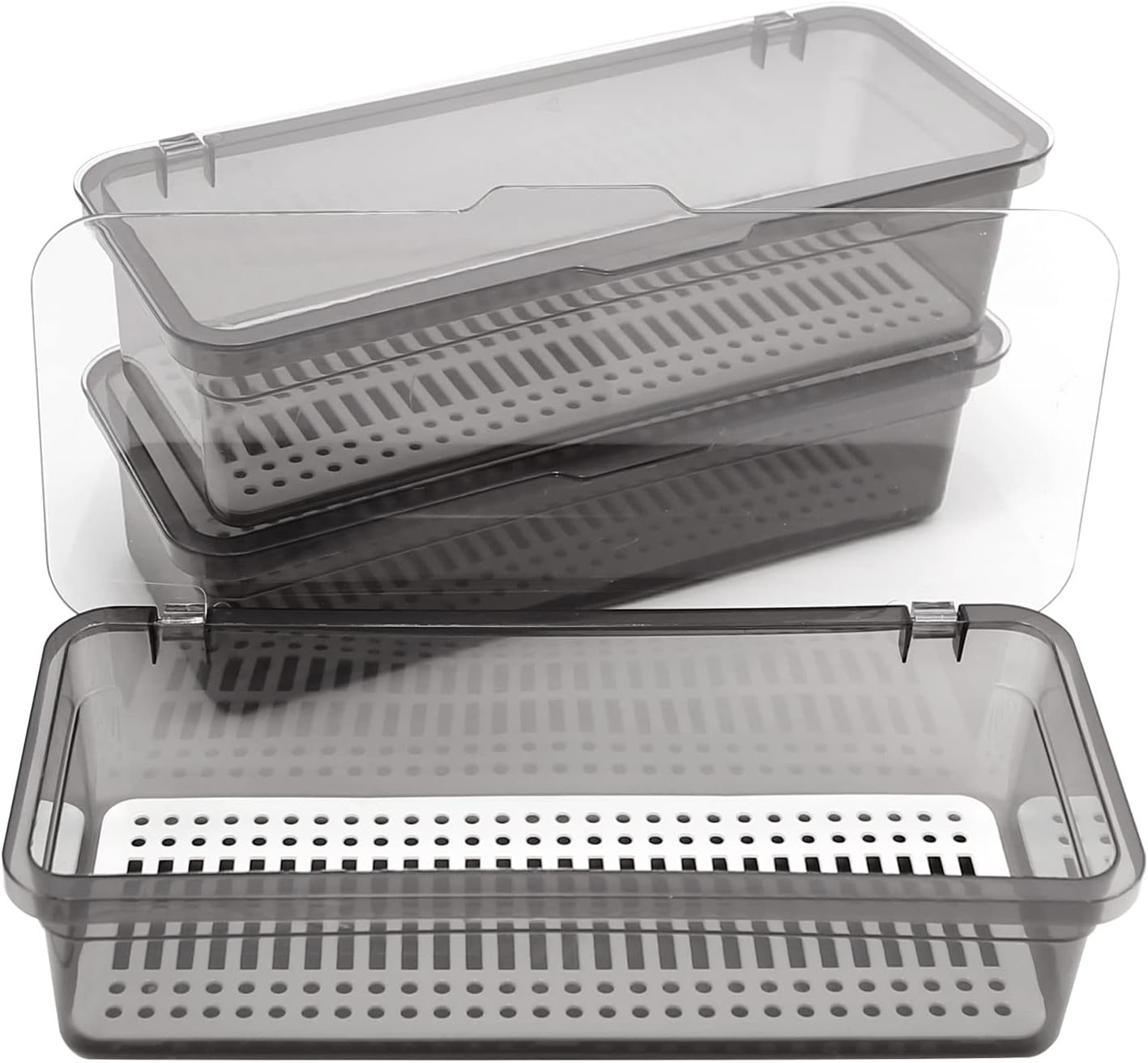 DUZFOREI Flatware Plastic Tray with Lid Kitchen Cutlery