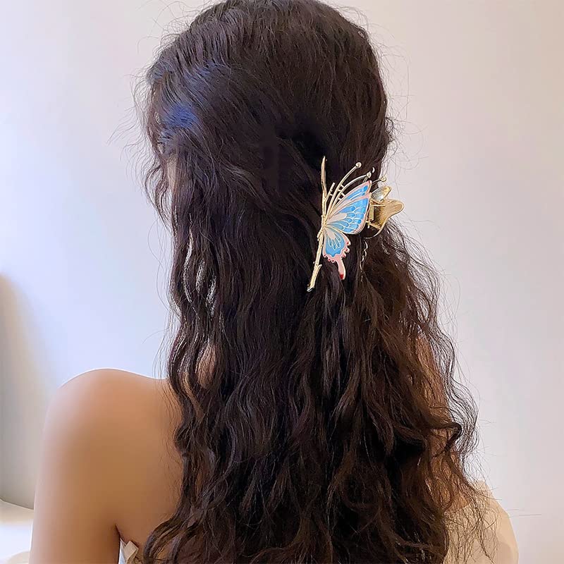 Miniatura 5 de MJartoria Pinzas de tiburón de mariposa para mujeres y niñas, pinzas de metal para el cabello, pinzas de tiburón con diamante, pinzas de pelo