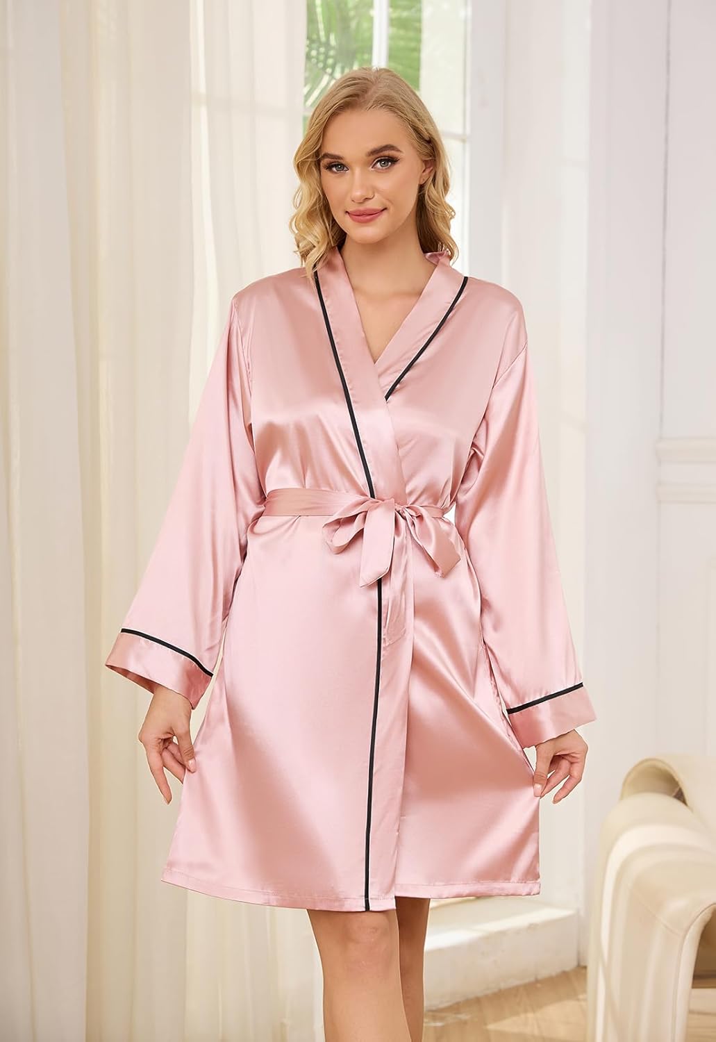 Satin Robes for Women Elegant Satin Kimono Silk Bathrobe for Wedding, Bridal Party, Silk Sleepwear, and Loungewear - Image 6