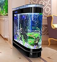 RGTQ Black 124Gal LED Upright Aquarium Kit - Large 47x16x50in Durable Glass Fish Tank for Home Office Patio Kitchen