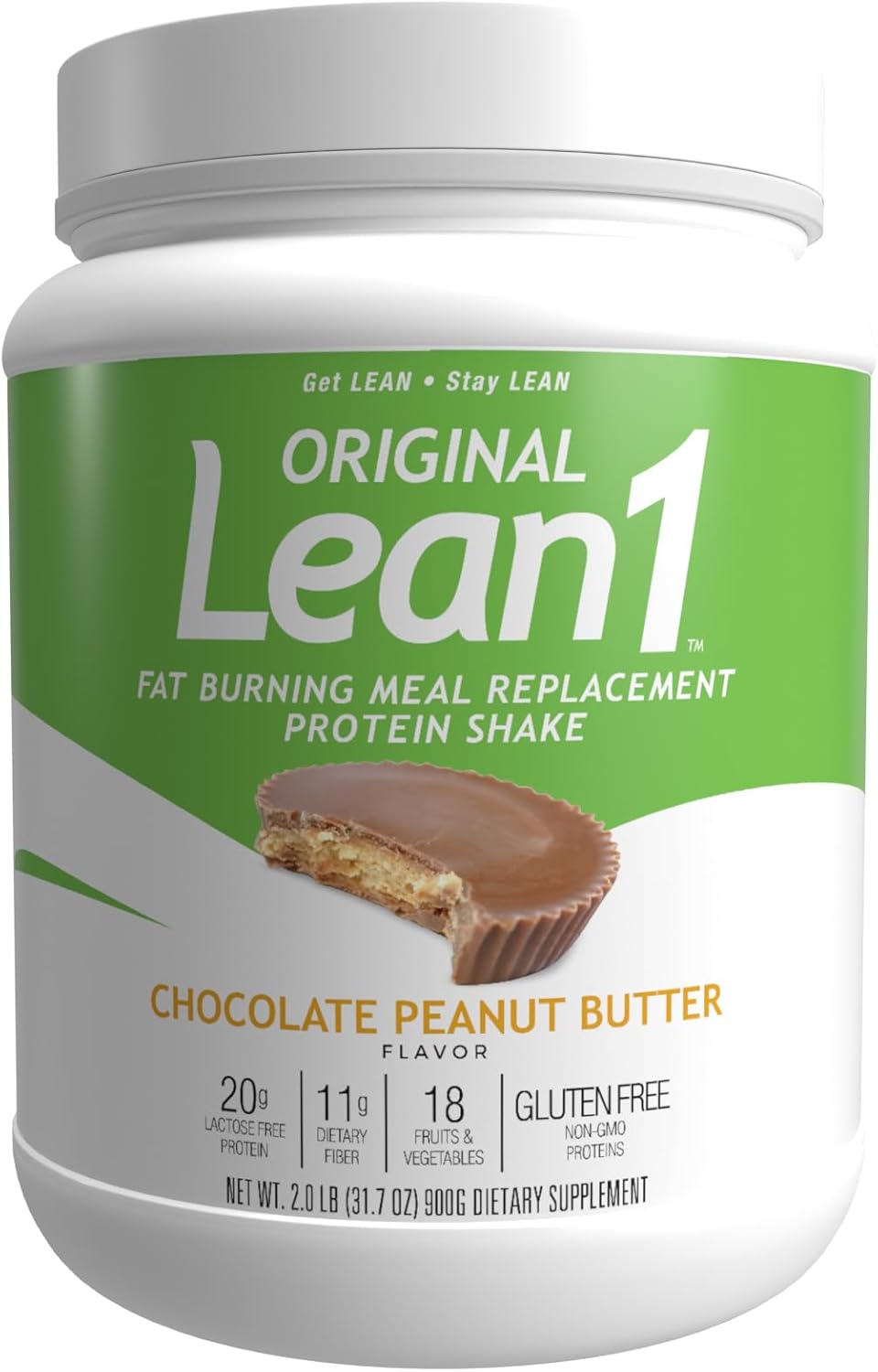 Lean1 Meal Replacement Protein Powder, Chocolate Peanut Butter Flavor, 15-Serving Tub.