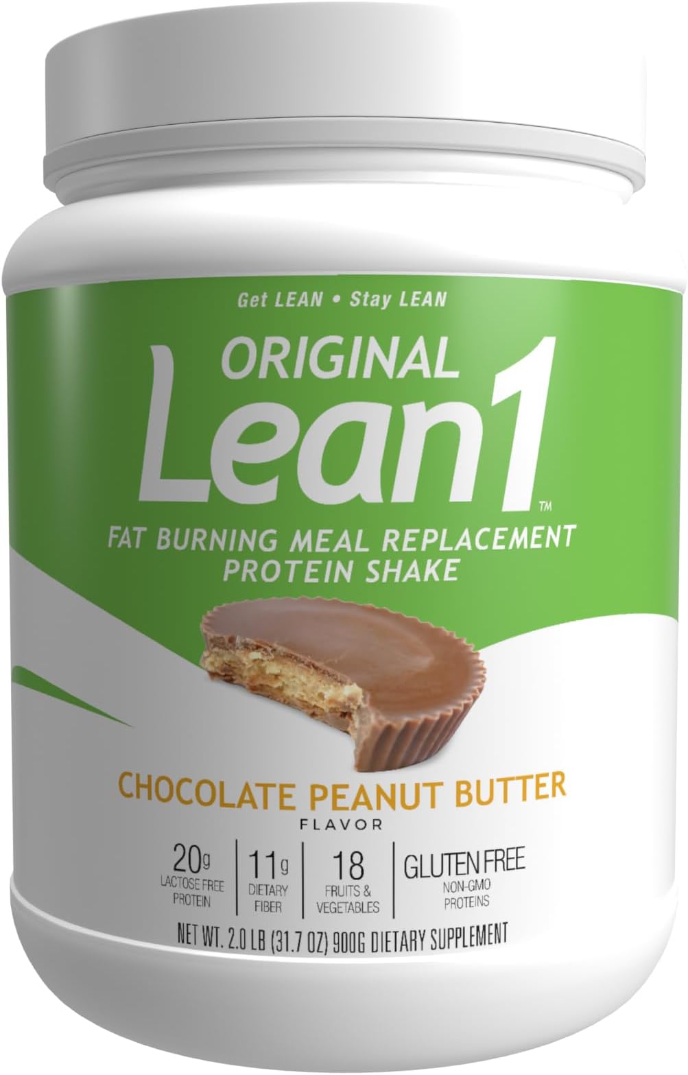 Lean1 Meal Replacement Protein Powder, Chocolate Peanut Butter Flavor, 15-Serving Tub.