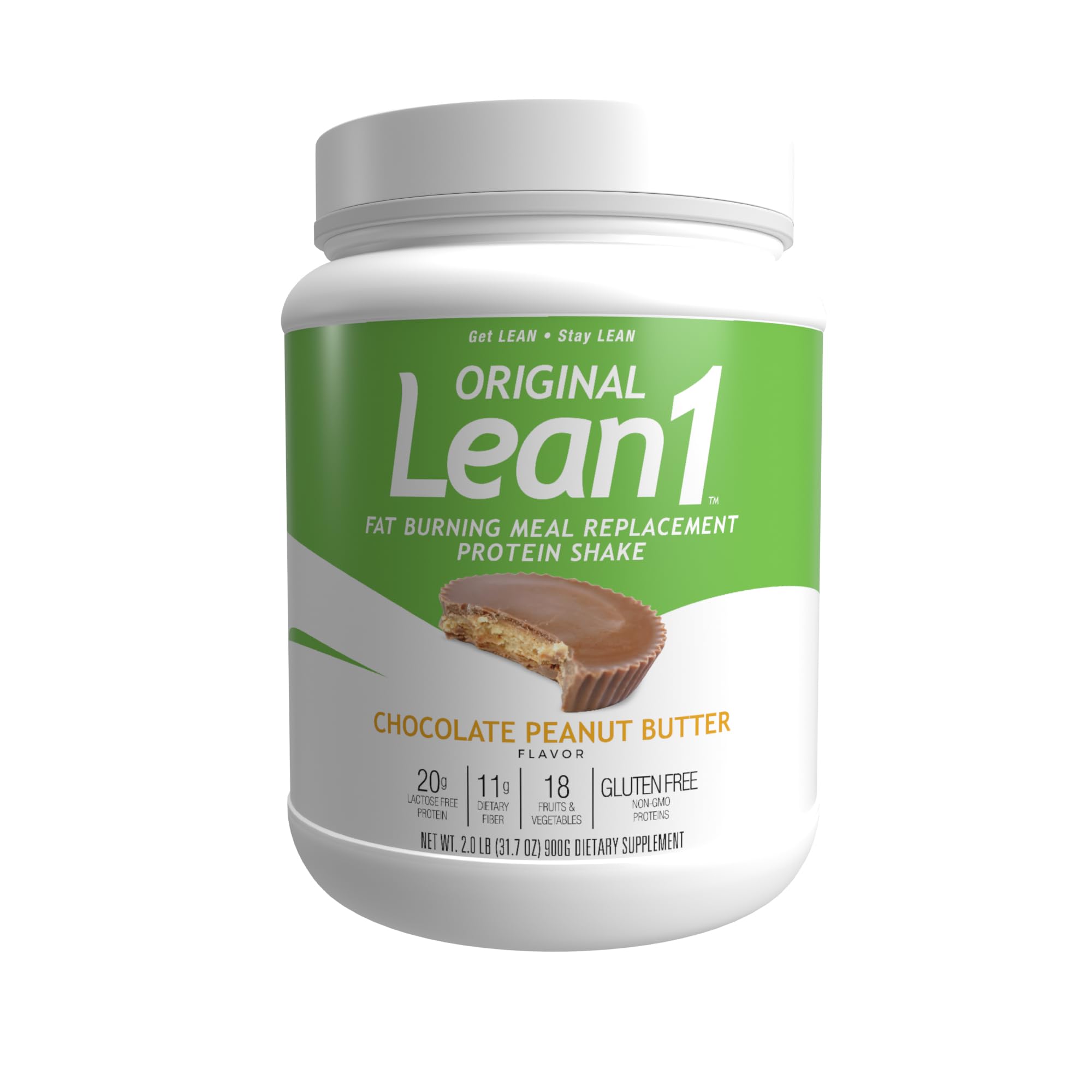Lean1 Meal Replacement Protein Powder, Chocolate Peanut Butter Flavor, 15-Serving Tub.