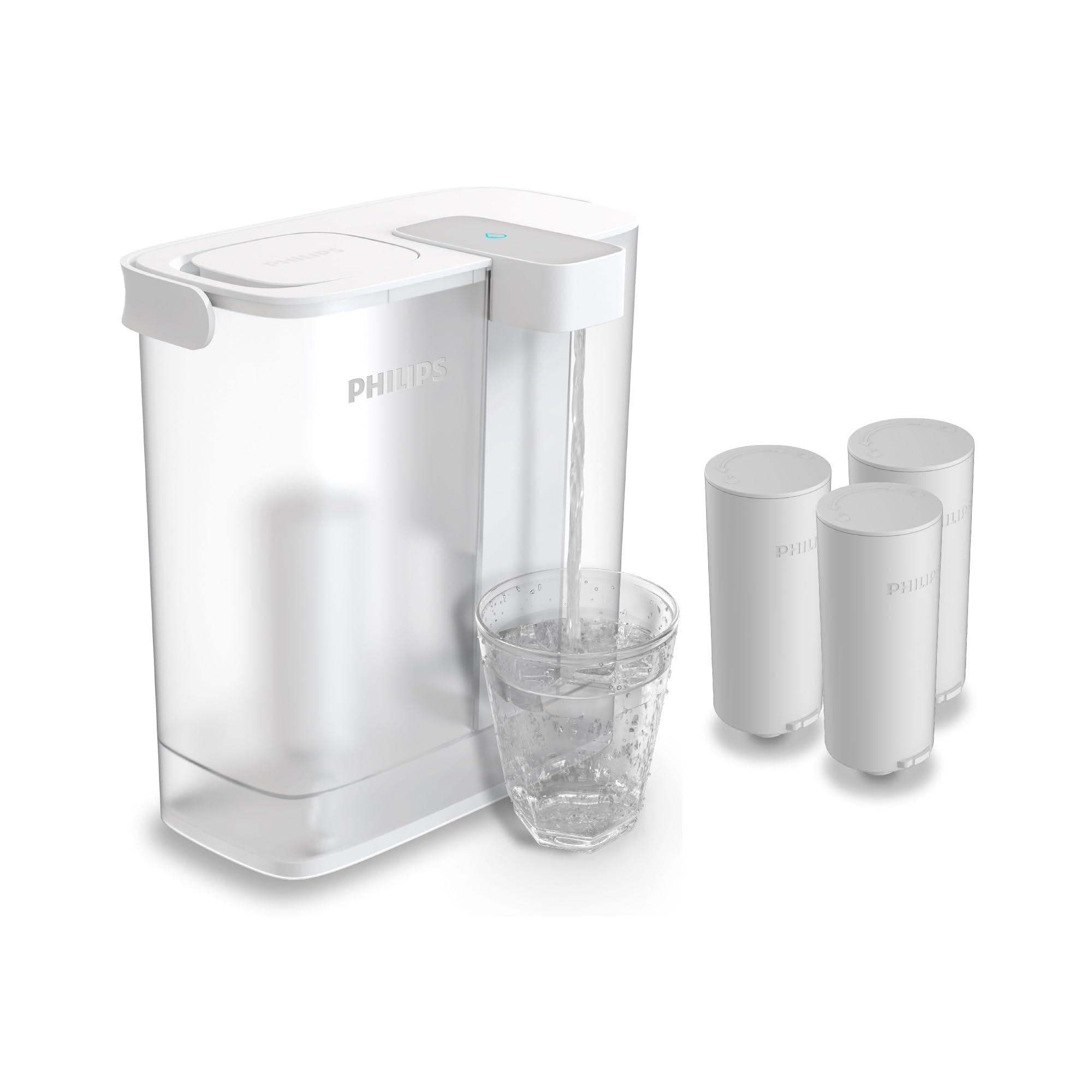 Philips Water Caraffa filtrante Instant (3 L) – 3× filtro Anticalc+ – Riduce calcare e cloro, migliora il gusto delle bevande calde - 2