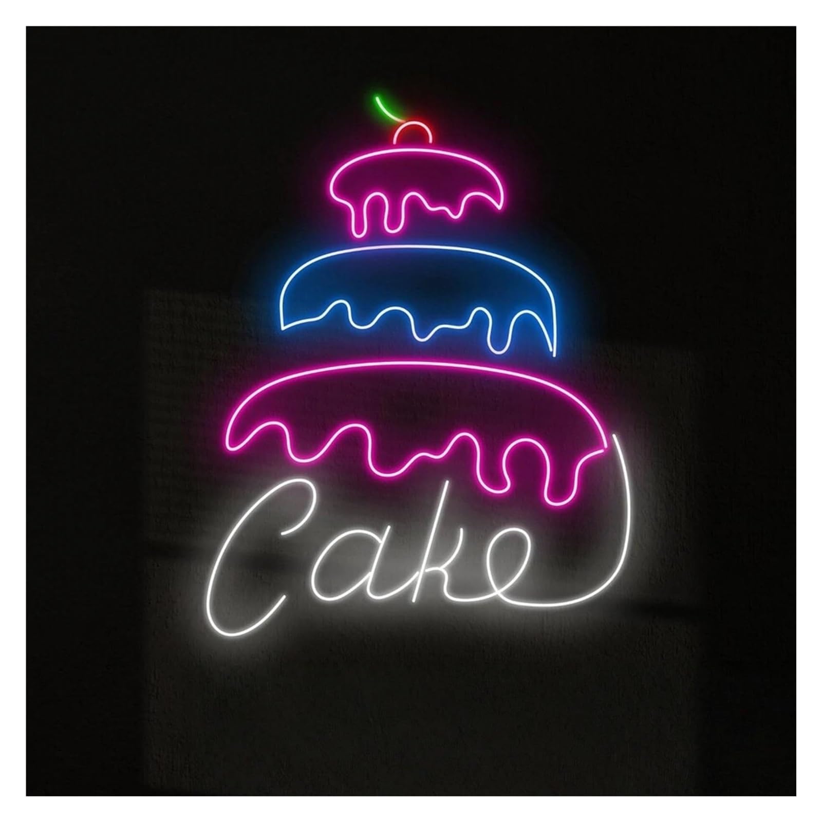 Insegna al Neon Decorazione Murale Con Insegna Al Neon A Forma Di Torta Di Compleanno Personalizzata Per Feste Di Compleanno, Negozio Di Torte Alla Crema, Pasticceria,38cm