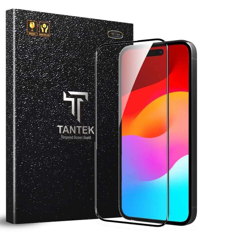Image of TANTEK TitanGuard Tempered Glass Screen Protector Guard for iPhone 15 Pro Max (6.7 Inch) - 9H Hardness, Military Grade, Anti-Static, Easy Installation Kit - 1 PACK