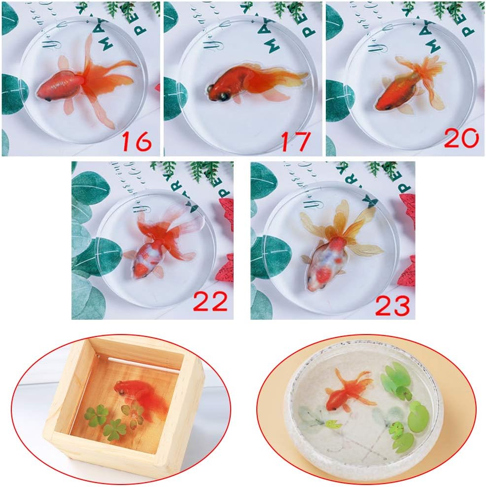 Youliy Gold Fish 3D Mold Resin Stickers 3D Stickers for Handmade Person,Decal Landscape Decorative DIY Crafts Material Decoration Jewelry Filling Tools - Set of 5