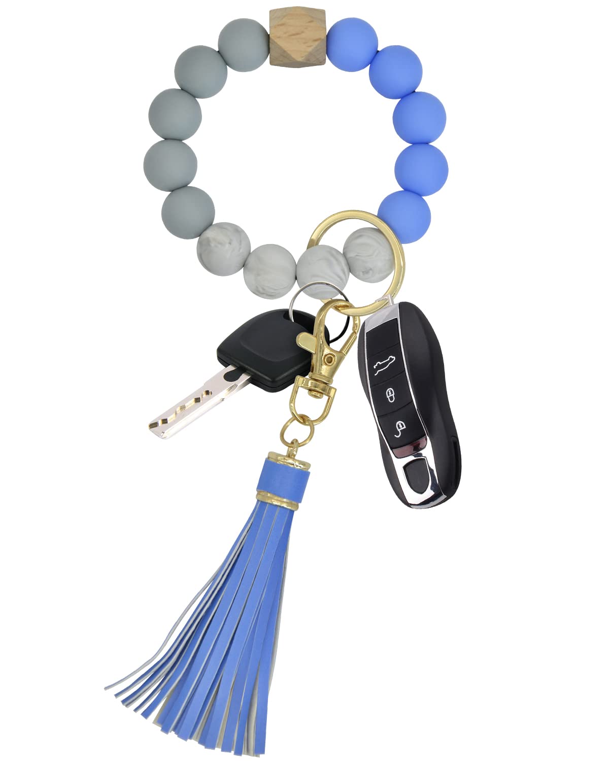 Key Chains Women for Car Key Ring Bracelet,Keychain Wristlet,Silicone Beaded Bangle Chains