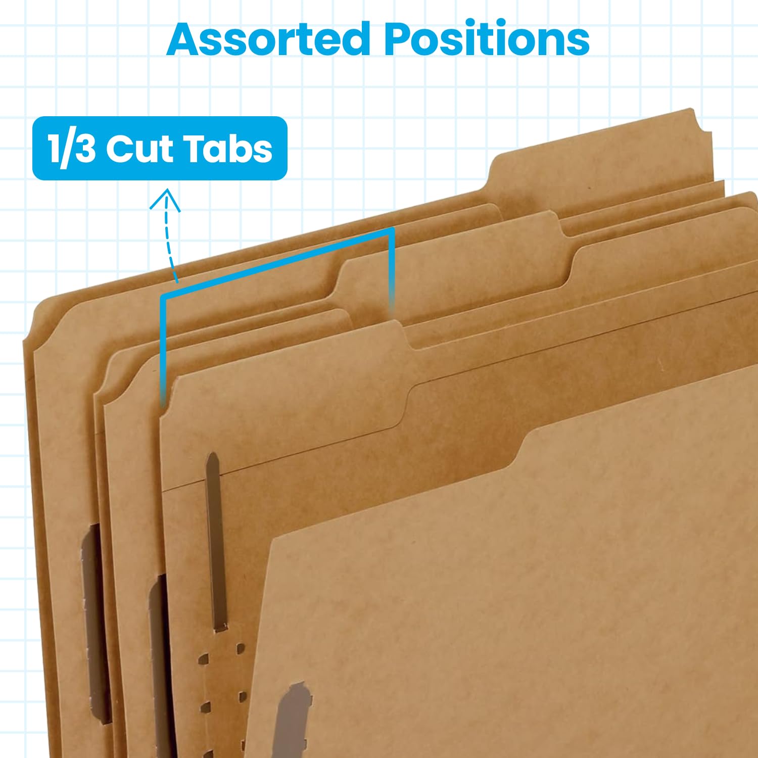 Pendaflex Fastener Schnellhefter – 2 Zinken-Schnellverschlüsse für sichere Papieraufbewahrung – Manila-Ordner mit 1/3 Zuschnitt-Tabs – ideal für Büro, Zuhause und Schule – Braun – 50 Ordner (1 Stück)
