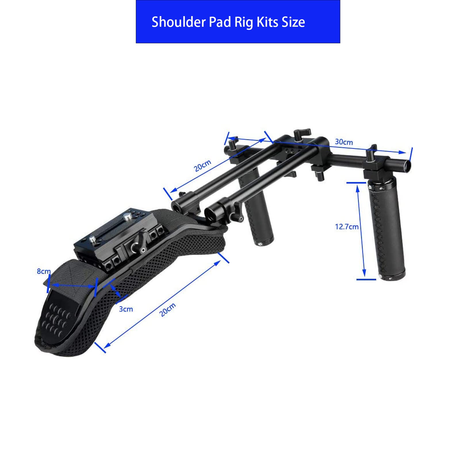 NICEYRIG 15mm épaule Pad Rig Système de Support de Tige avec Base de Montage QR Poignées en Cuir pour DSLR DV Caméscope Caméscope