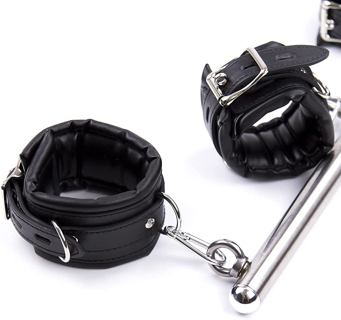 Menottes pour mains et chevilles avec barre d'écartement réglable pour bondage BDSM
