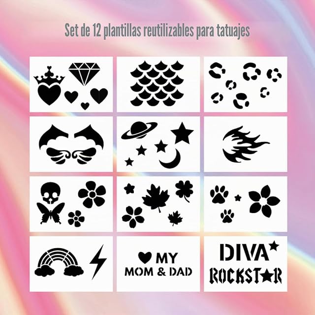 Foto 4 de 8 de Opawz - Bolígrafo de soplado (10 colores, con plantilla de tatuaje, 24 piezas, temporal tinte para perros…