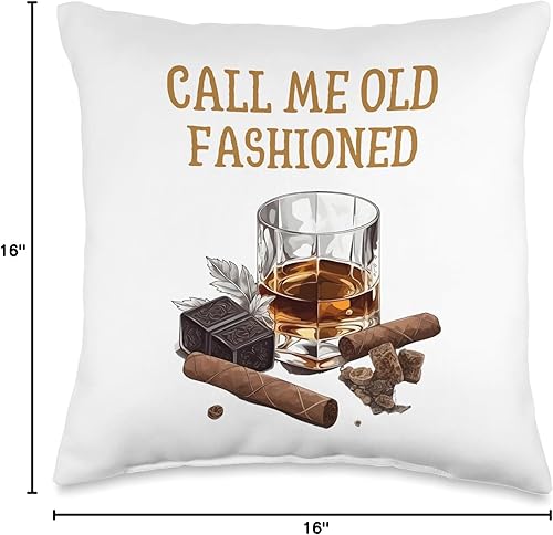 Miniatura 4 de Whiskey Tees & Old Fashioned Whiskey Apparel Call Me Old Fashioned Lovers - Almohada divertida de whisky, 16 x 16 pulgadas, multicolor