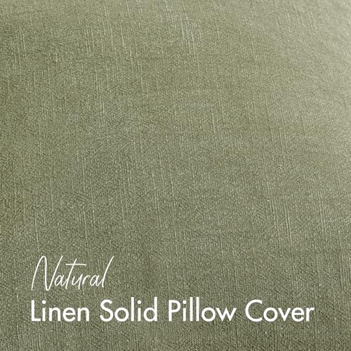 Image of 24x24 Inch Set of 2 Decorative Linen Solid Throw Pillow Covers Boho Farmhouse Euro Pillows Modern Spring Home Decor for Couch Sofa Living Room Bed,Sage Green