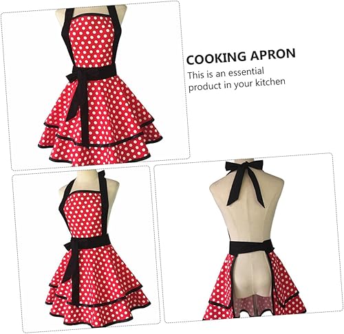 Miniatura 7 de BESPORTBLE Cotton Dot Pattern Double-layer Cooking Apron with Neck Strap Reusable Household Bib Apron for Men Women for Kitchen Hotel Bakery