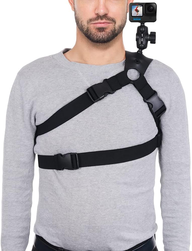 Shoulder Mount Compatible with GoPro Hero 10/9/8/7/6/5 Other Action Camera and Cell Phone for Video Shooting Shoulder, Waist, and Chest Immobilization with Cell Phone Holder