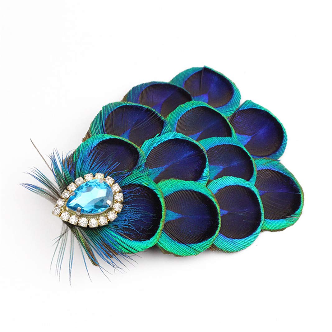 Lovfingu Fascinator Peacock Feather Hair Clips Flapper Headband Art Deco 20's Accessories for Women 07Green