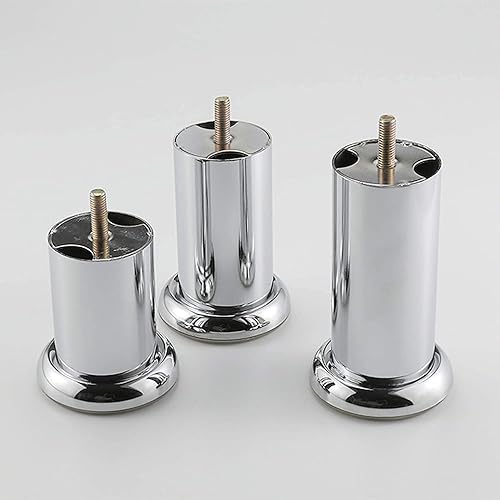 Miniatura 7 de FAJOS Juego de 4 patas de metal para muebles, patas de cocina de gabinete, patas de sofá cilíndrico, patas de base cromadas para pulido, patas de