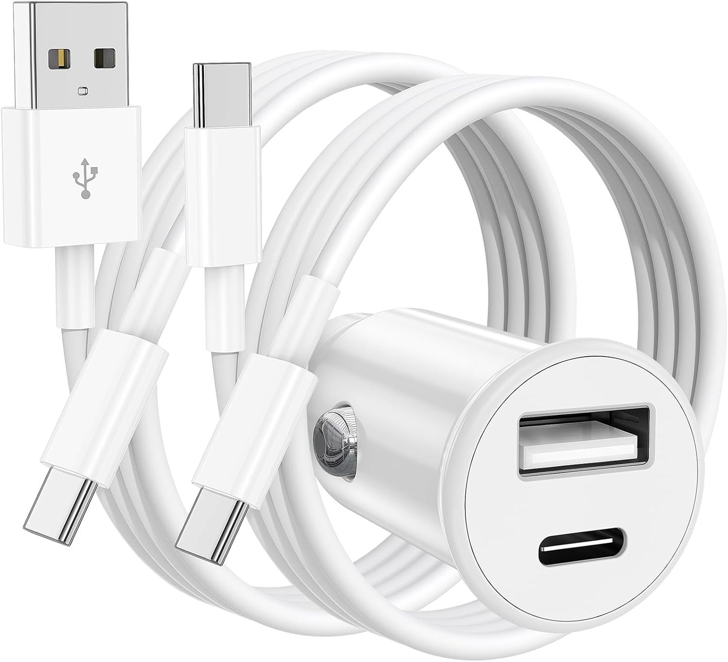 USB C Car Charger for iPhone 16 15 Pro Max, 40W Dual Port USB-C & USB-A Car Fast Charging Adapter, 2X3FT C to C Cable & A to C Carplay Cable for iPhone 16 15 Plus/16 15 Pro Max, iPad, Samsung