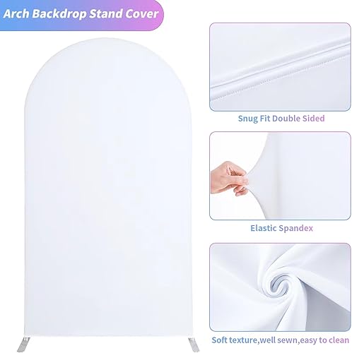 Miniatura 3 de Pocinkana Funda de arco de boda de 6 pies, de elastano, ajustada, para arco de boda, cubierta de fondo para arco de Chiara para decoración de