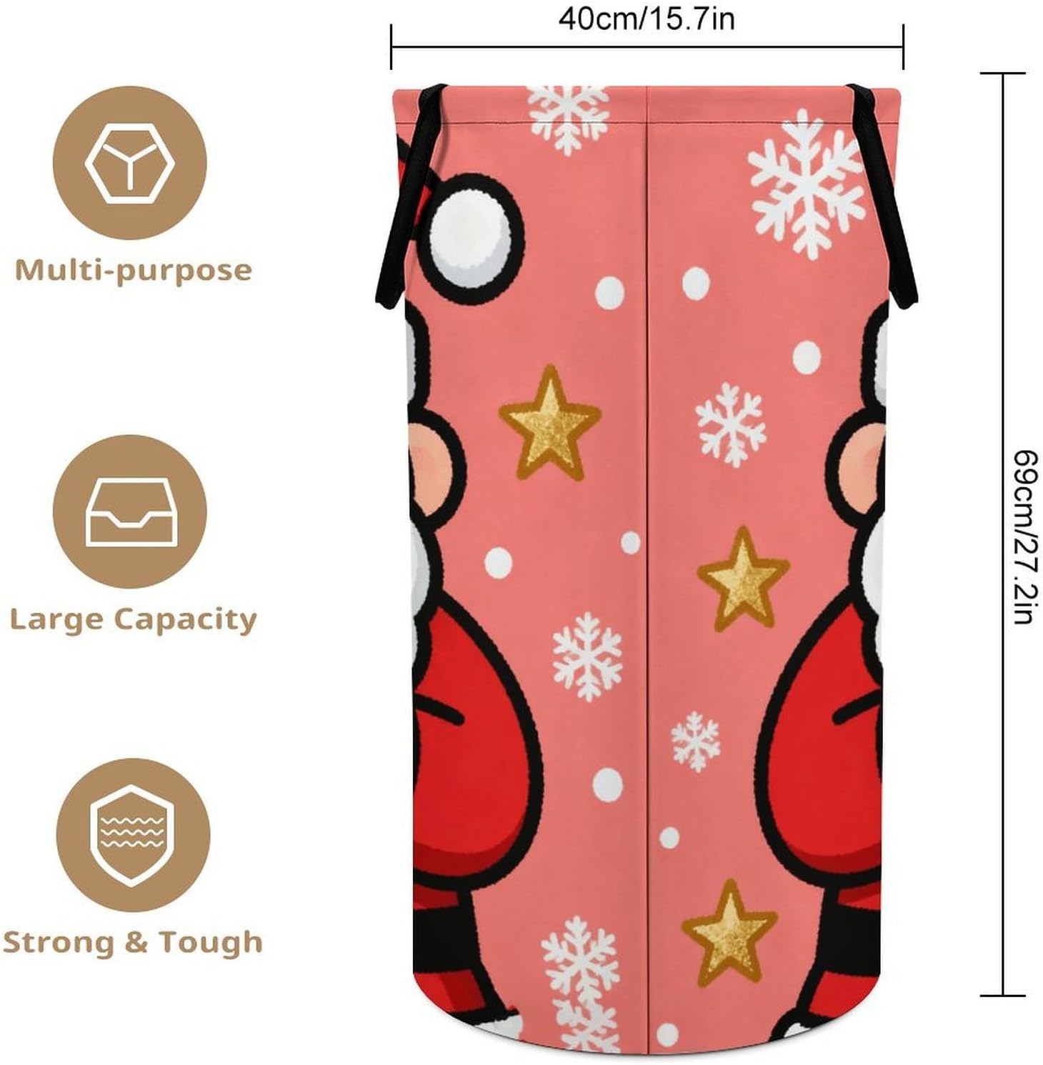 Cute Santa Claus Laundry Hamper Portable Lightweight Clothes Hampers Fashion Dirty Laundry Storage Basket Large Capacity Foldable Clothes Baskets for Bathroom Bedroom