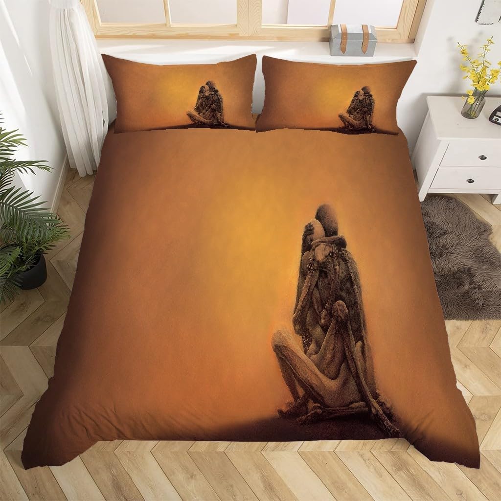 布団カバーゴシック様式寝具カバースケルトン掛け布団カバー3点セットマイクロファイバー静電気防止防ダニけ被套軽量丈夫柔ら洗える羽绒被套