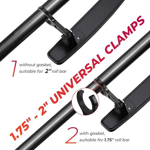 Miniatura 2 de KEMIMOTO Espejo retrovisor UTV, 15 pulgadas UTV Race Convexo Center Mirror con abrazaderas de 34 de 1.75 o 2 pulgadas compatible con Polaris RZR PRO