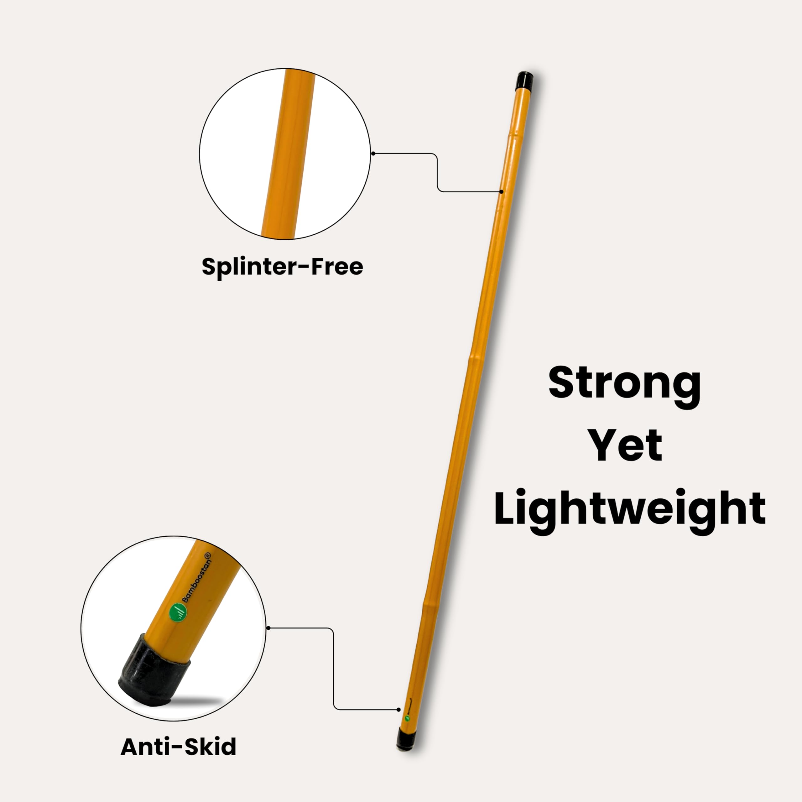 Bamboostan Bamboo Fitness Stick � Posture Corrector, Back Pain Relief, Balance Trainer for Yoga, Exercise, Pilates, Martial Arts & Meditation | Eco-Friendly Splinter-Free (6ft) - Image 3 thumbnail